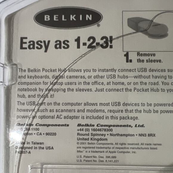 Belkin Pocket Hub USB Connector Up to 4 Devices Portable Builtin Cable Year 2001 - Picture 6 of 13